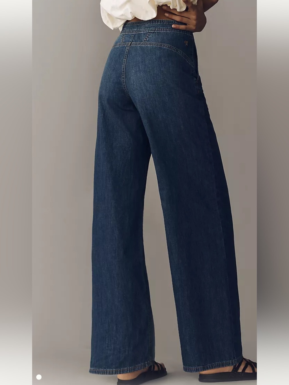 Pilcro Wide-Leg High-Rise Jeans in Dark Blue - Picture 3 of 5